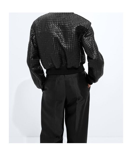 Bottega Veneta Black Intrecciato Leather Blouson