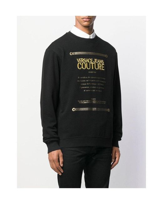 Versace Jeans Black Logo Round Neck Sweater for men