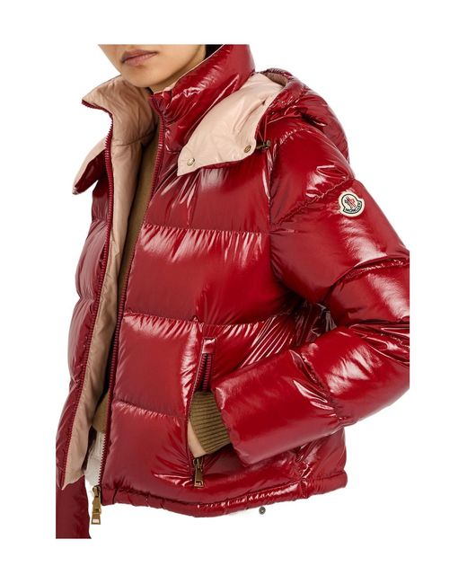 Moncler Red Niveole Padded Hooded Nylon Jacket