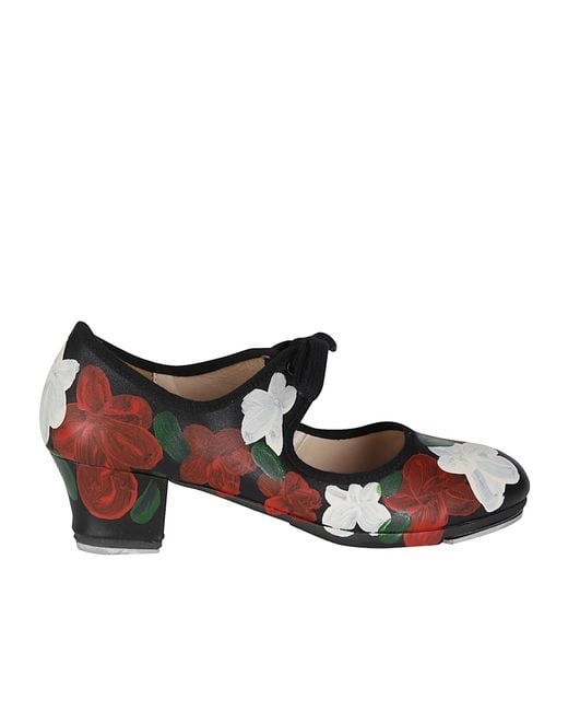 Comme des Garçons Brown Comme Des Garçons Floral Lace-Up Flat Pumps