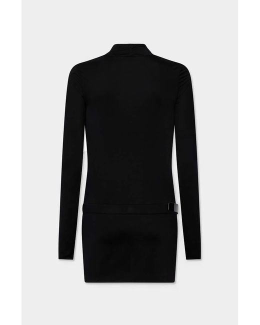 DSquared² Black Deep-Cut Shiny Jersey Dress