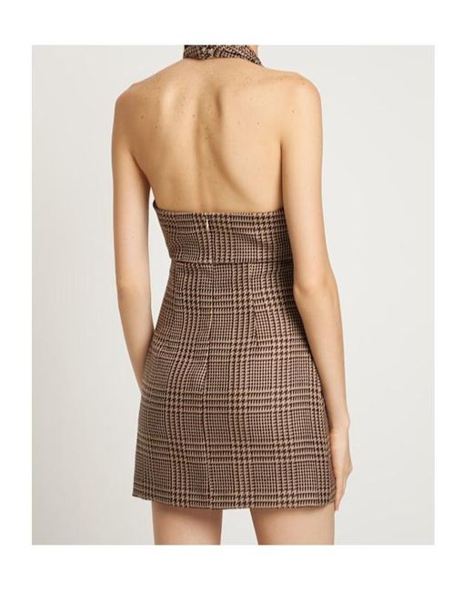 GIUSEPPE DI MORABITO Brown Prince Of Wales Wool Halter Neck Dress