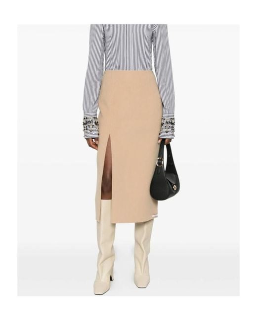 Sportmax Natural Slit Midi Skirt