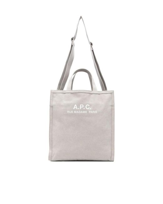 A.P.C. White Logo-Print Tote Bag for men