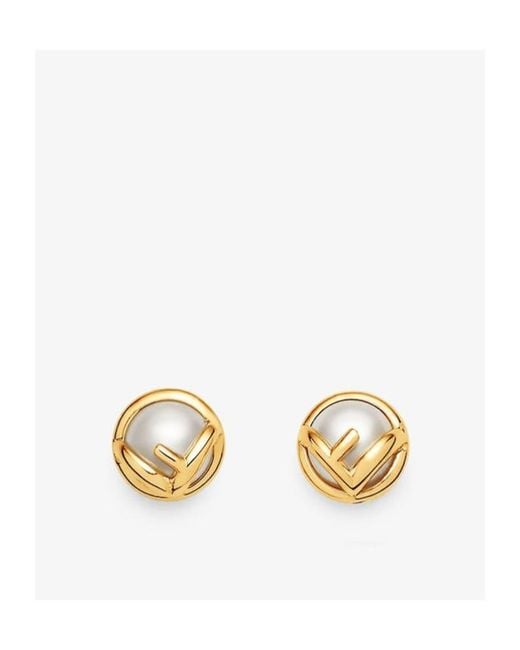 Fendi Metallic F Is Earrings