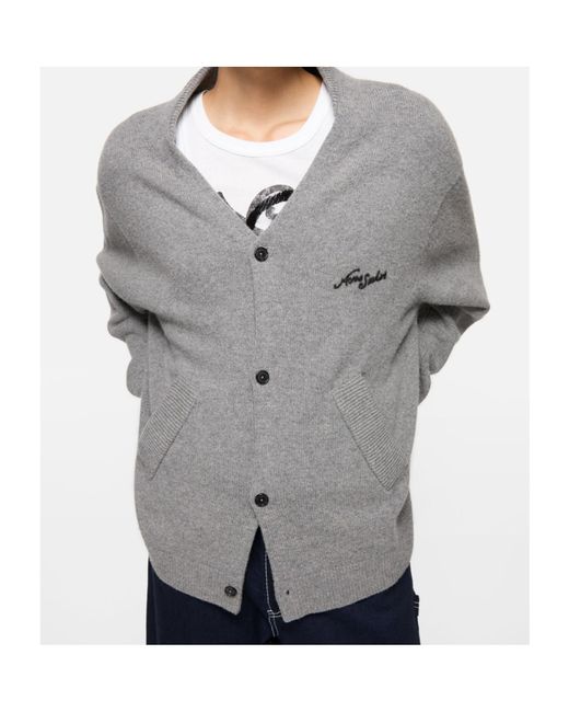 Acne Gray V-Neck Cardigan Knitwear for men