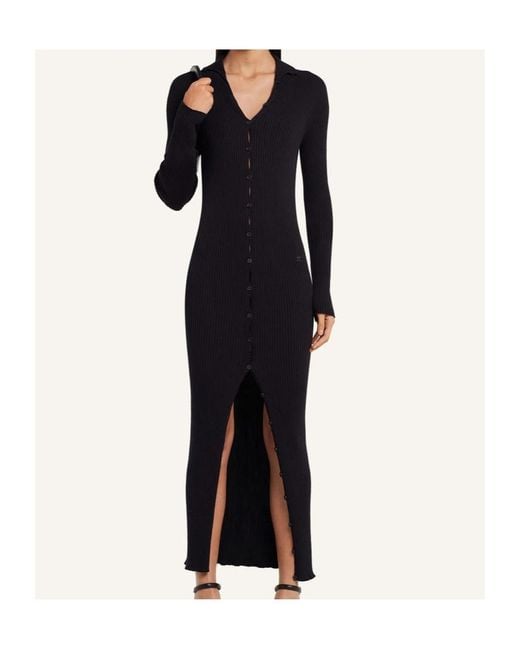 Courreges Black Button-Down Midi Dress