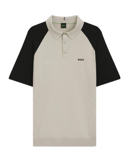 Boss Multicolor Active Colour-Blocked Knit Polo for men