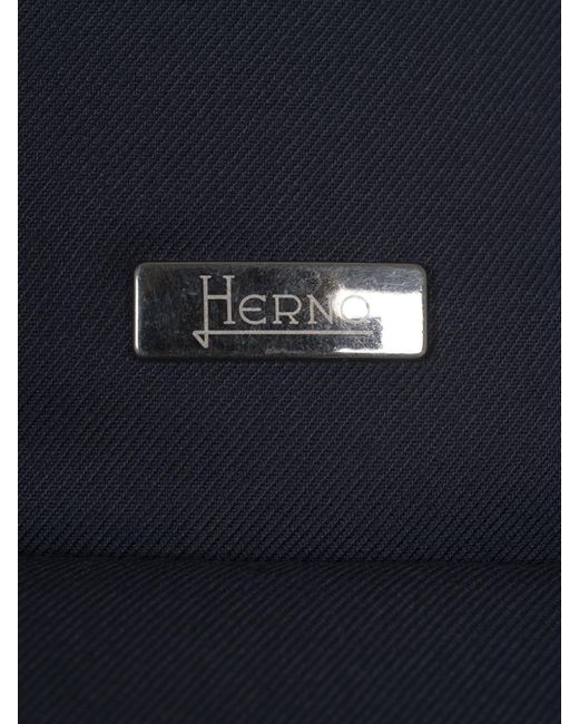 Herno Blue Button-Detailed High-Neck Padded Coat for men