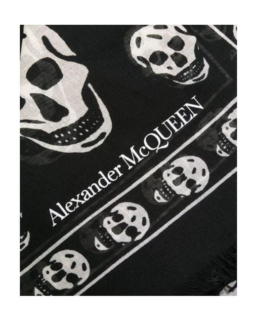 McQueen Black All-Over Skull Logo Scarf for men