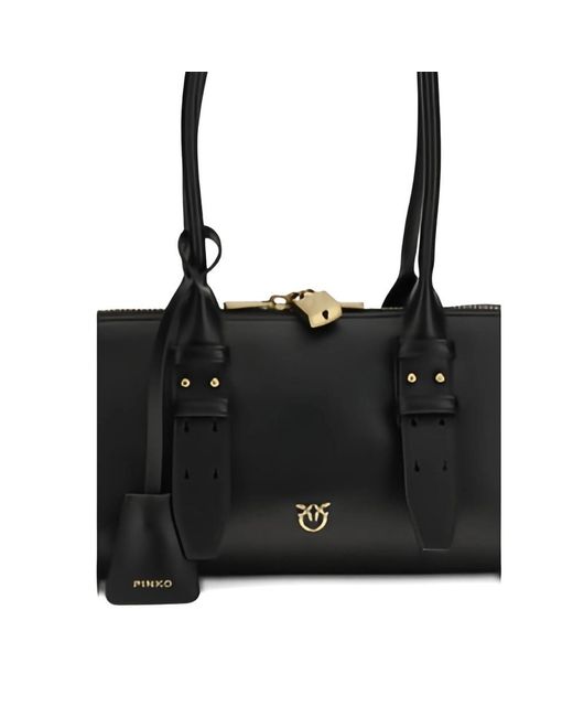 Pinko Black Large Bowling Baguette Shoulder Bag