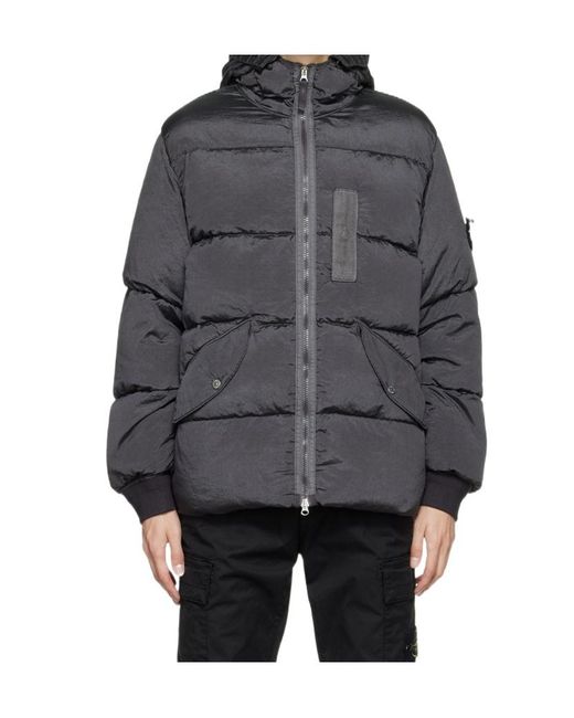 Stone Island Gray Compass Logo-Patch Padded Jacket for men