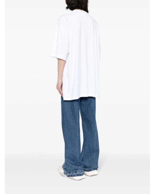Vetements White Logo-Print Cotton T-Shirt for men