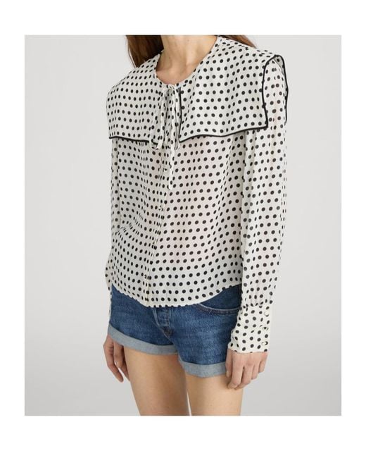 FRAME White The Polka Dot Fleet Blouse