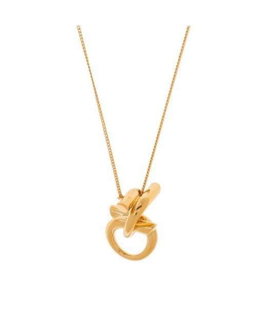 Ferragamo White Ferragamo Gancini Pendant Necklace