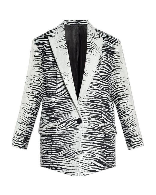 The Attico Gray The Zebra Print Single-Breasted Blazer