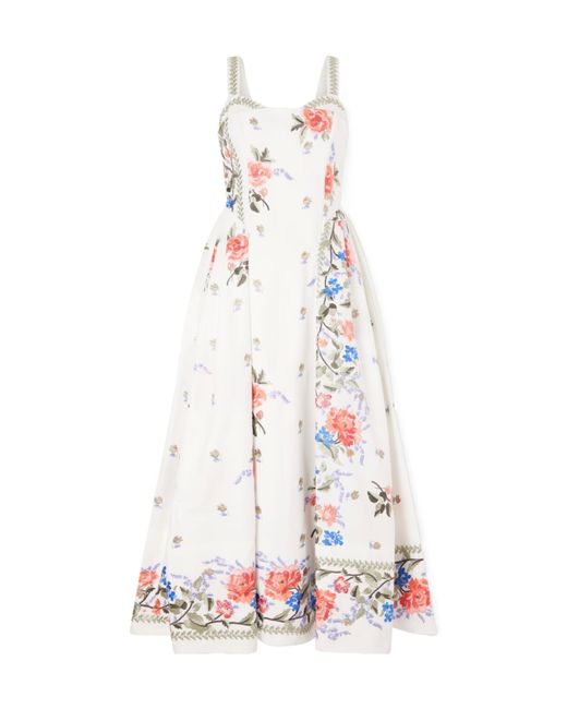Erdem White Faille Floral Bustier Dress