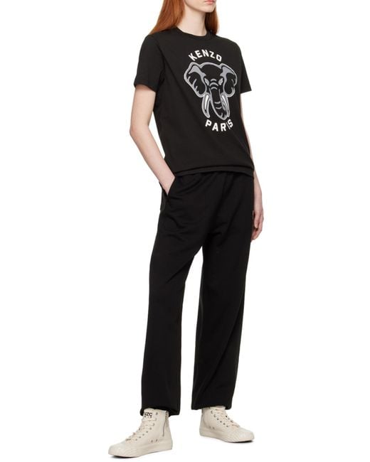 KENZO Black Loose-Fit Varsity Jungle Elephant T-Shirt