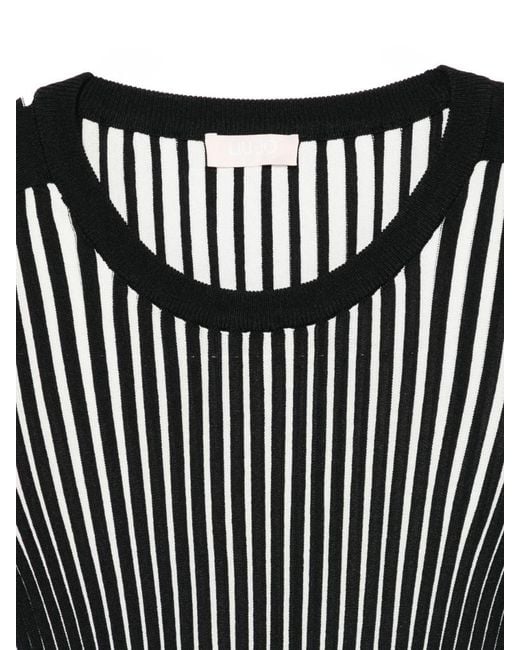 Liu Jo Black Striped Button Top