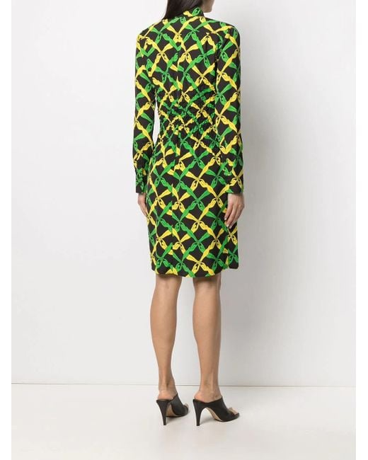 Bottega Veneta Green Graphic Printed Regular Fit Shirt Dress