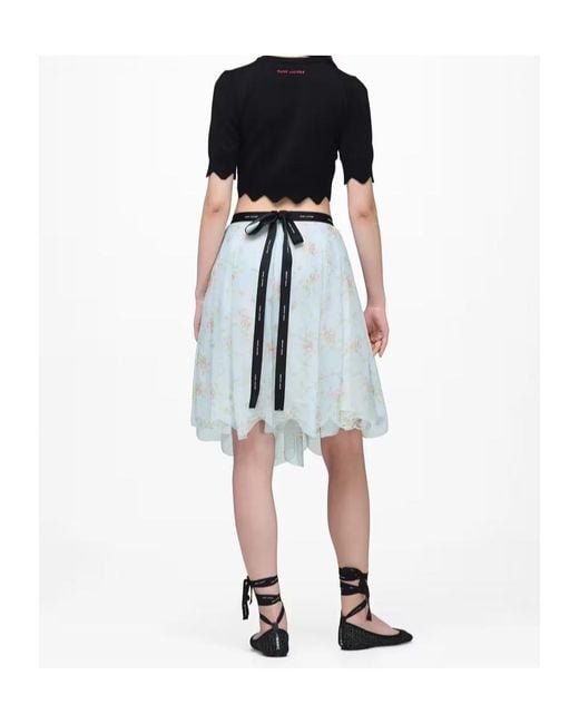 Marc Jacobs Blue Blurred Floral Chiffon Skirt