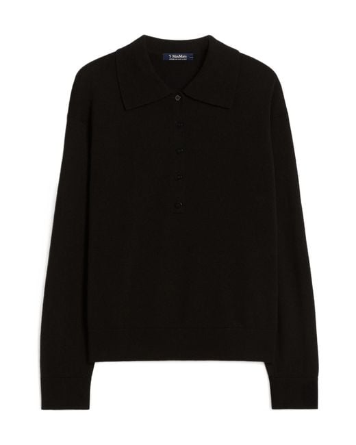 Max Mara Black Smmfrisia Long-Sleeved Knitted Polo Shirt