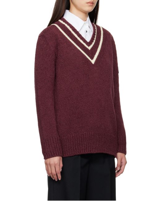 Moncler Red V-Neck Knitted Jumper