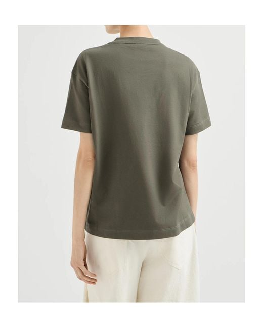 Brunello Cucinelli Green Cotton Jersey T-Shirt With Shiny Tab