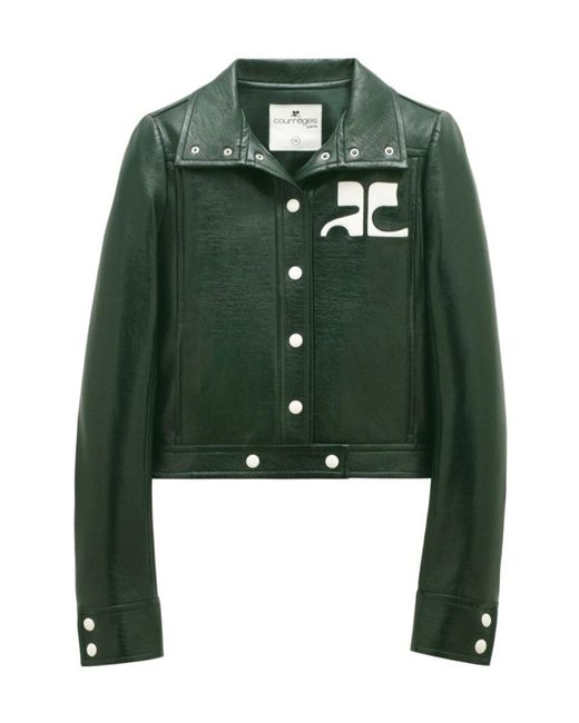 Courreges Green Courrèges Vinyl Straight Hem Cropped Jacket