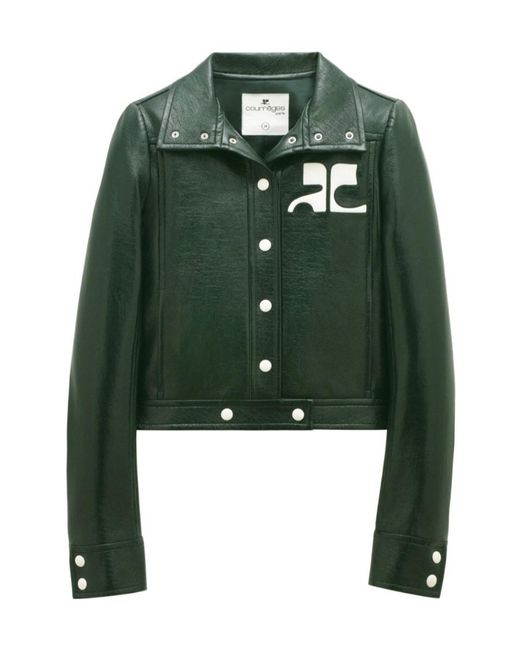 Courreges Green Courrèges Vinyl Straight Hem Cropped Jacket