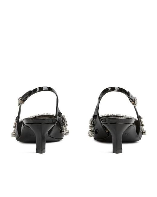 Gucci White 45Mm Guinevere Chain Detail Pumps