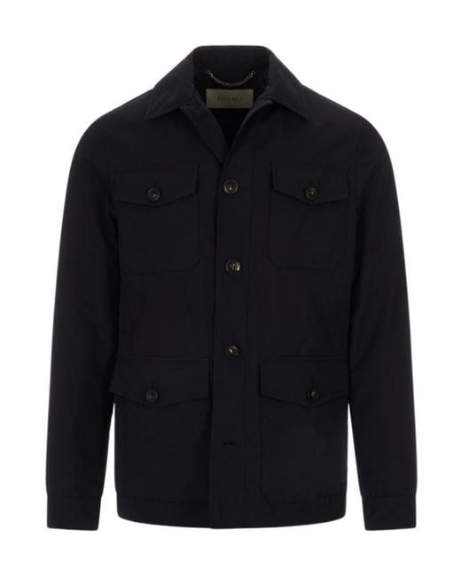 Canali Blue Four-Pocket Shirt Jacket for men