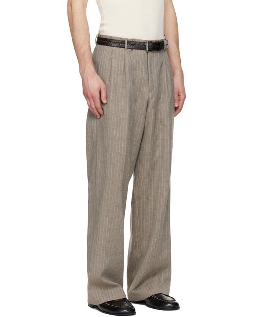 sunflower Gray Wide-Pleated Striped Casual Pants for men