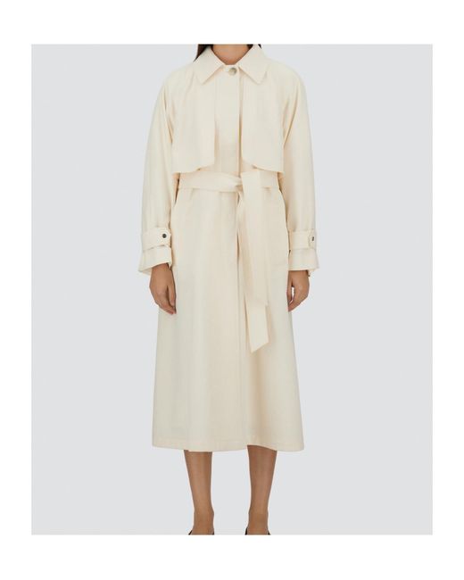 Herno White Long-Sleeved Belted Trench Coat
