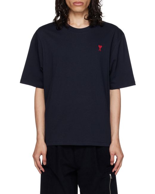 AMI Blue Ami De Coeur Logo Embroidered Crewneck T-Shirt for men