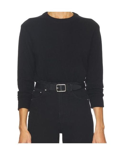 Soft Goat Black Ribbed-Trim Sweater
