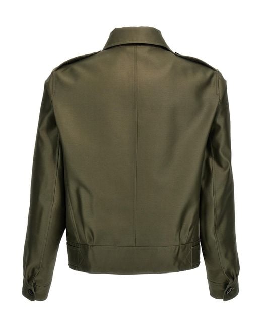 Tom Ford Green Belted-Waist Military Jacket for men