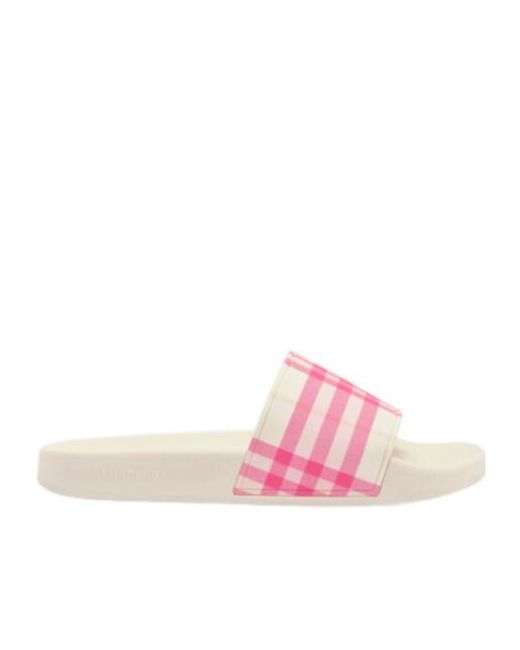 Burberry Pink Check Slides