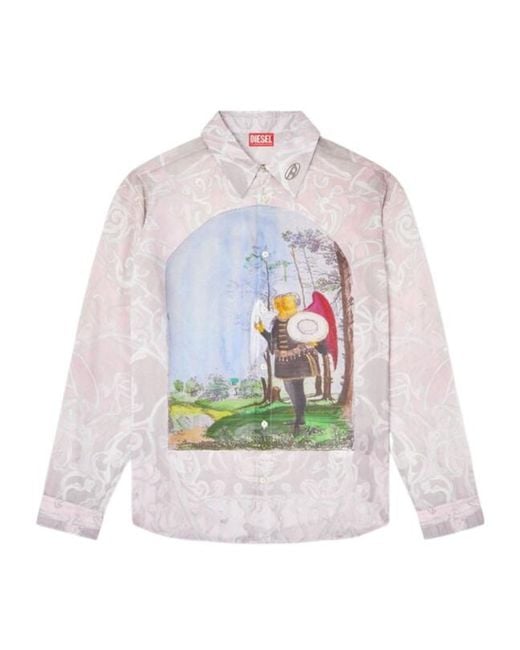 DIESEL White S-Simply-A-Ajfw Graphic-Printed Shirt for men