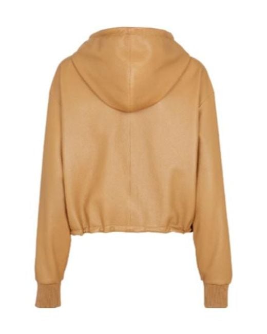 Fendi Natural Zip-Up Hooded Jacket