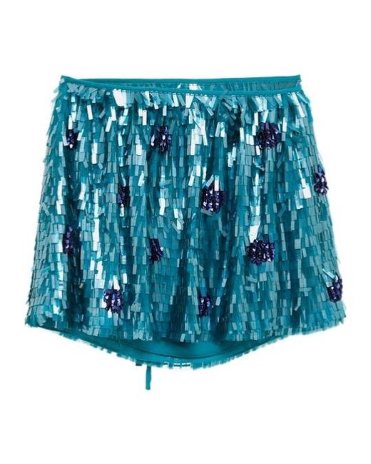 Dries Van Noten Blue Sequined Midi Skirt