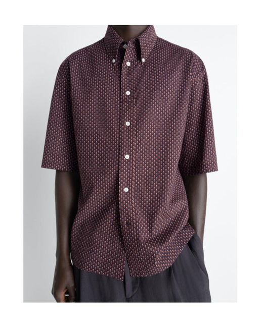 Lemaire Purple Print Short-Sleeve Shirt for men