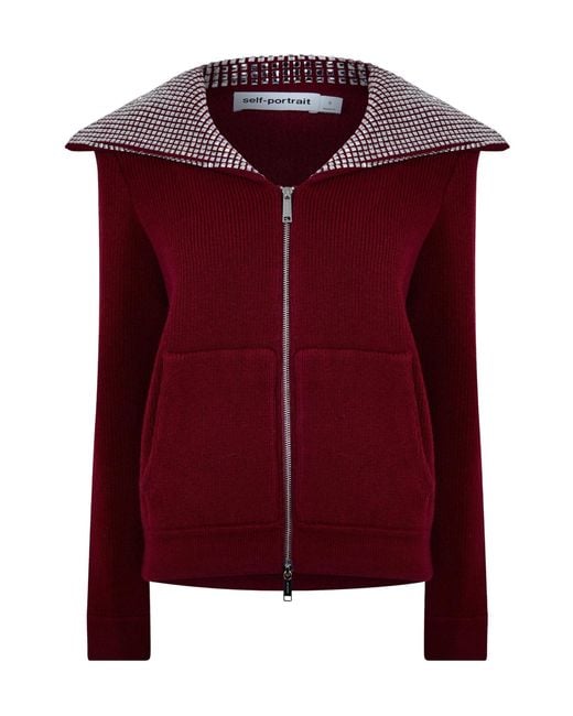 Self-Portrait Red Diamante Knitted Jumper