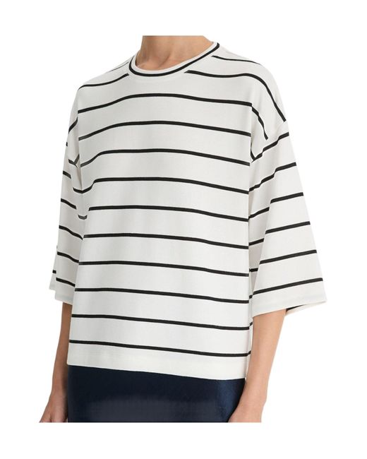 Vince Gray Striped Wide-Sleeve T-Shirt
