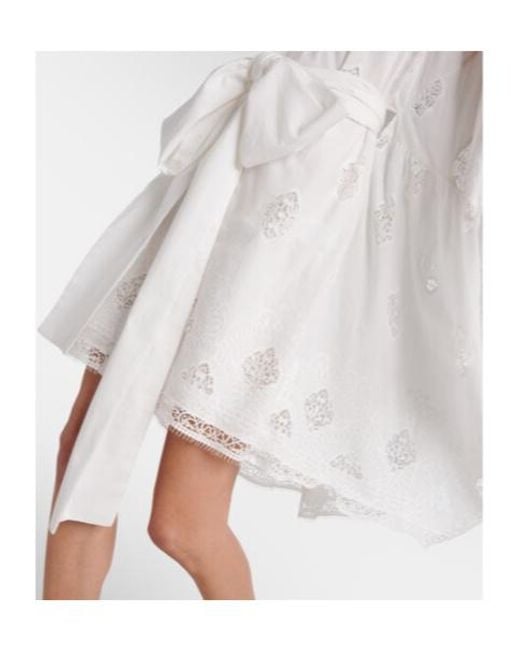 Erdem White Embroidered Cotton-Blend Minidress