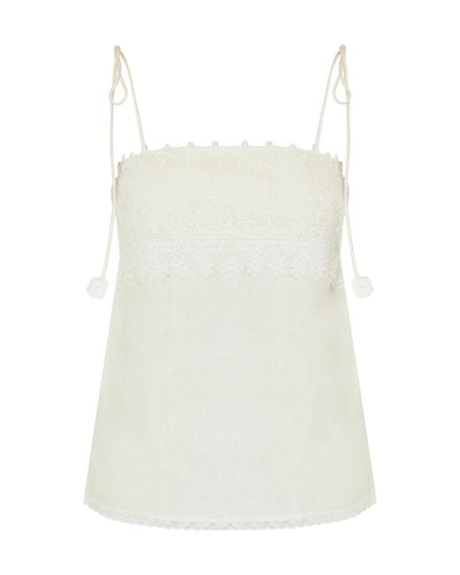 Valentino White Lace Detailed Sleeveless Top