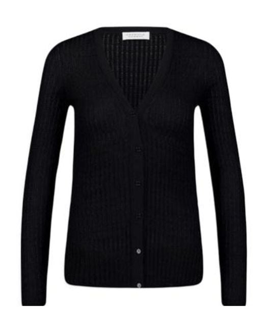 Gabriela Hearst Black Emma Pointelle V-Neck Cardigan