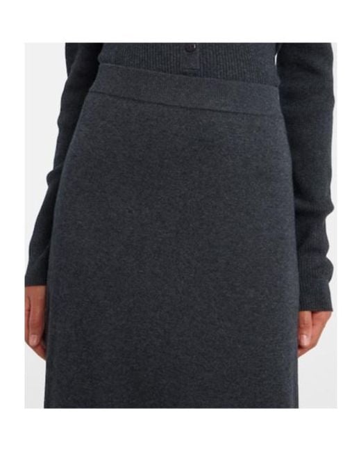 Lisa Yang Blue Adrienne Cotton And Cashmere Midi Skirt