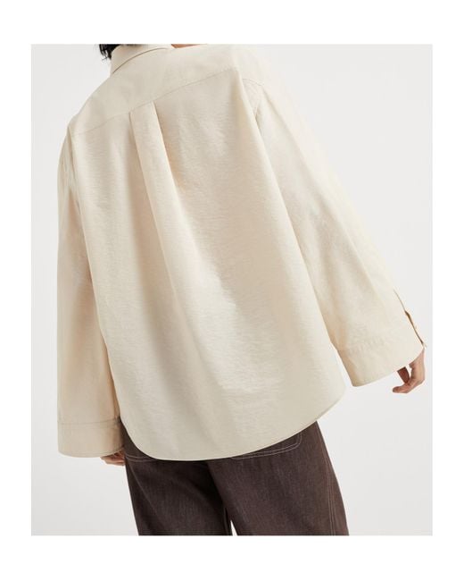 Brunello Cucinelli Natural Floral-Appliqué Shirt