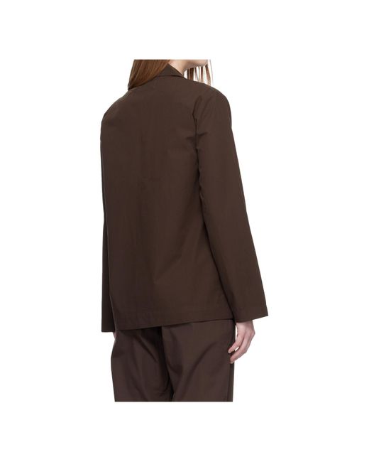Tekla Brown Long-Sleeved Pajama Shirt for men